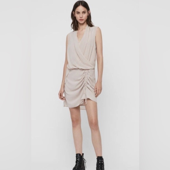 All Saints Dresses & Skirts - AllSaints Cathea Shift Drapey Ruched Dress Pink/Blush U.S. 00